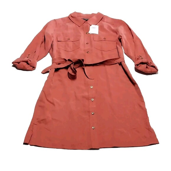 Banana Republic Dresses & Skirts - Banana Republic Women Size 0 Dusky Rose Button Front Tie Shirt Dress Lyocell New